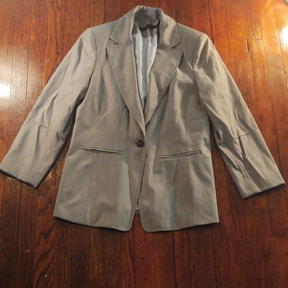 Perry Ellis Grey Wool Blend Blazer Sz 10